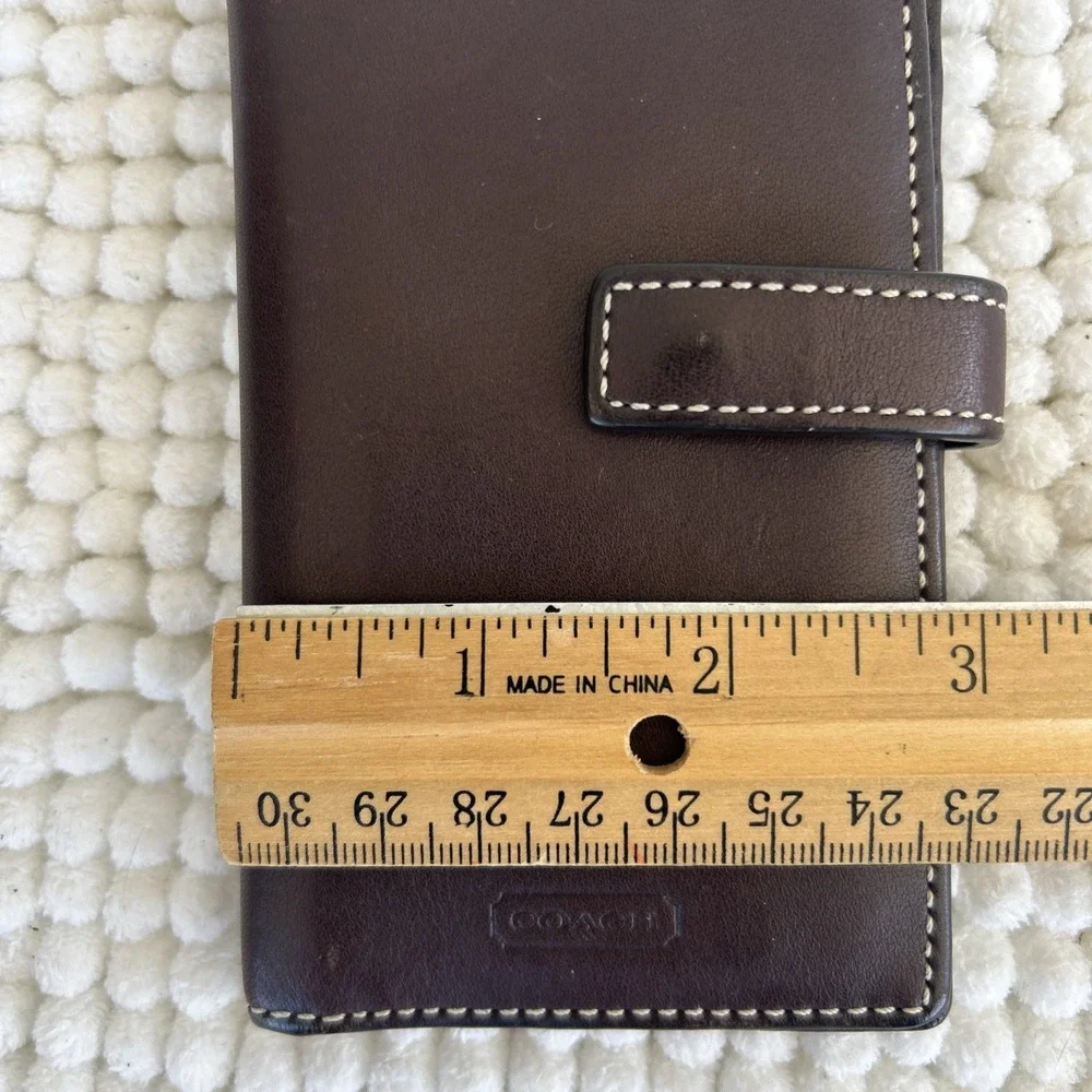 Authentic Coach Womens Leather Snap Closure Bi Fold Cardholder‎ Wallet Brown